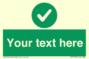 Custom green background, green circle with tick